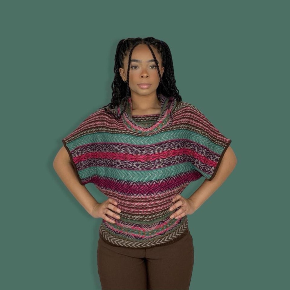 Aztec Print Pancho Sweater